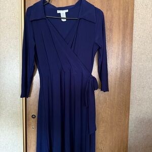 Navy blue faux wrap dress lg